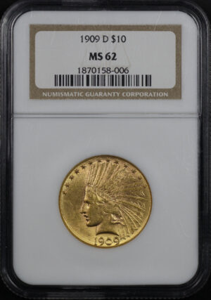 Obverse of this 1909-D Indian $10 Motto NGC MS-62