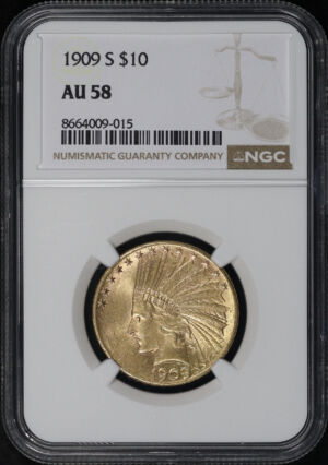 Obverse of this 1909-S Indian $10 Motto NGC AU-58