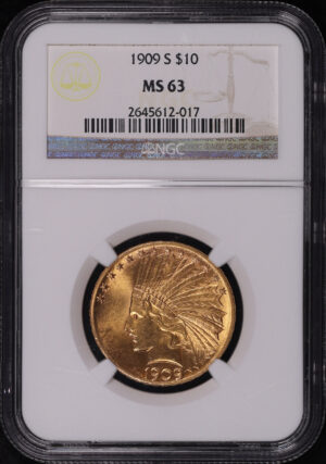 Obverse of this 1909-S Indian $10 Motto NGC MS-63