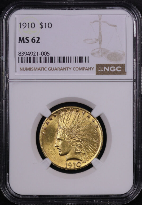 Obverse of this 1910 Indian $10 Motto NGC MS-62