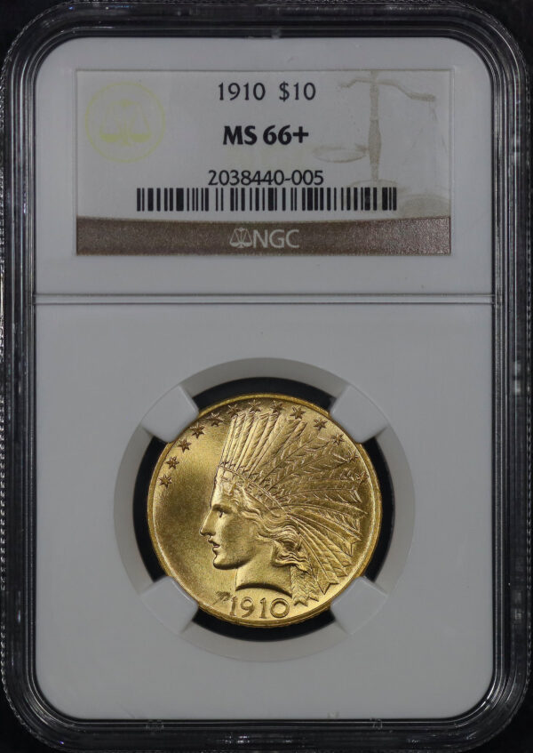 Obverse of this 1910 Indian $10 Motto NGC MS-66+