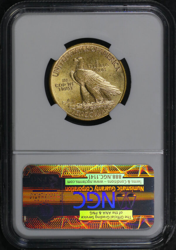 Reverse of this 1910 Indian $10 Motto NGC MS-66+