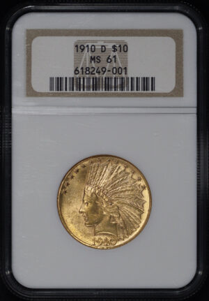 Obverse of this 1910-D Indian $10 Motto NGC MS-61