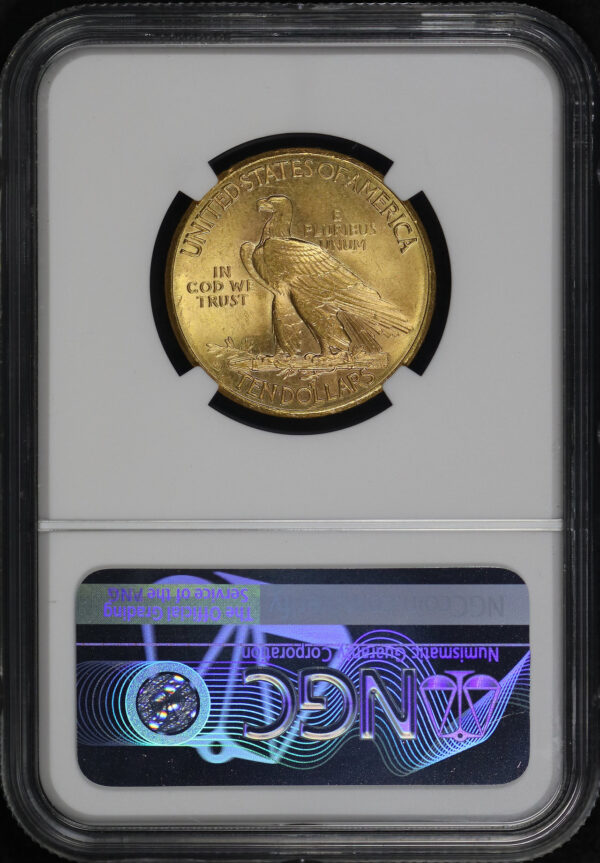 Reverse of this 1910-D Indian $10 Motto NGC MS-65
