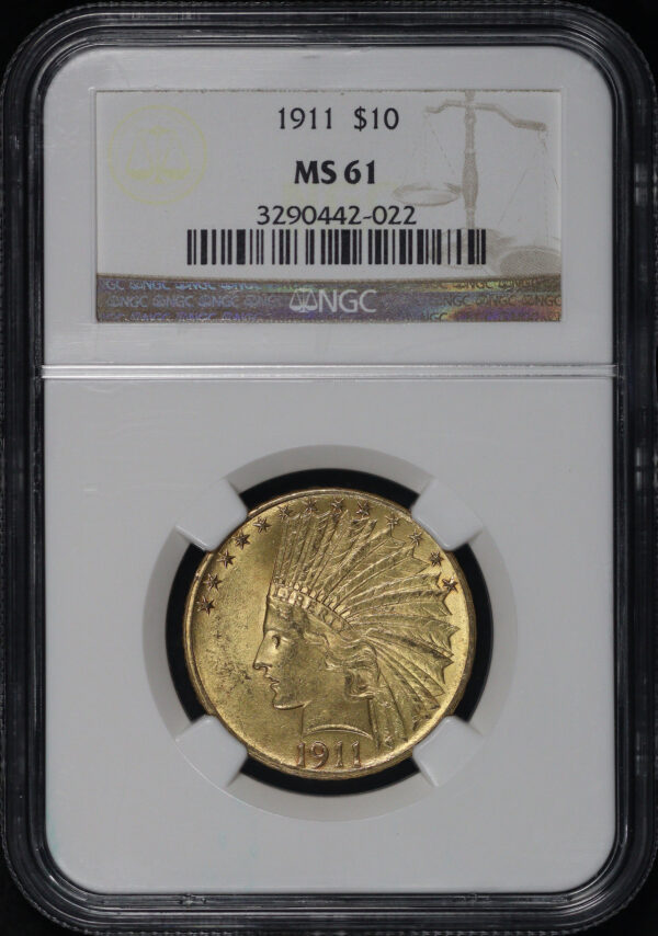 Obverse of this 1911 Indian $10 Motto NGC MS-61
