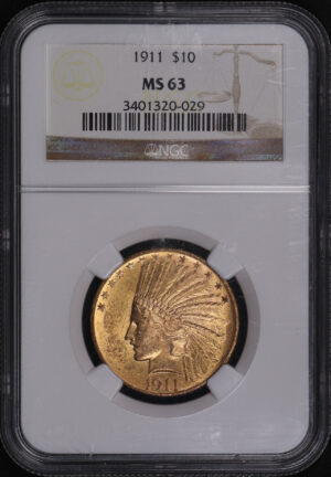 Obverse of this 1911 Indian $10 Motto NGC MS-63