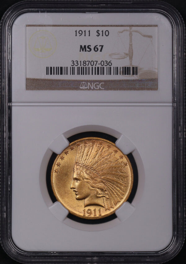 Obverse of this 1911 Indian $10 Motto NGC MS-67