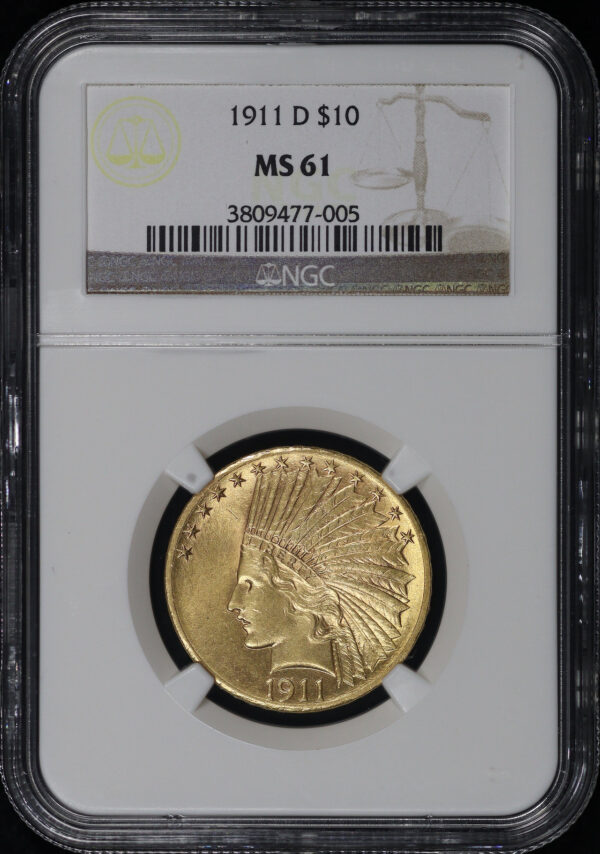 Obverse of this 1911-D Indian $10 NGC MS-61