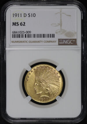Obverse of this 1911-D Indian $10 Motto NGC MS-62