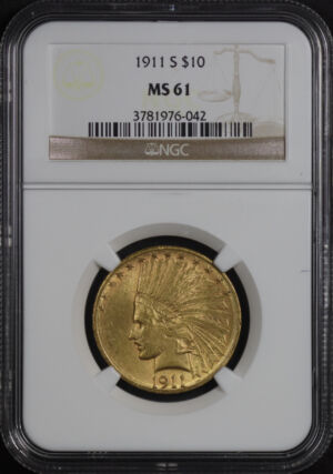Obverse of this 1911-S Indian $10 Motto NGC MS-61