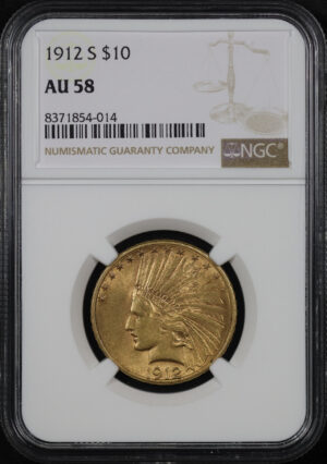 Obverse of this 1912-S Indian $10 Motto NGC AU-58