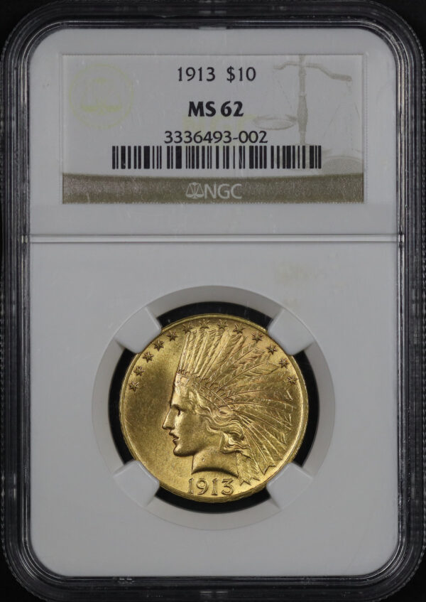 Obverse of this 1913 Indian $10 Motto NGC MS-62