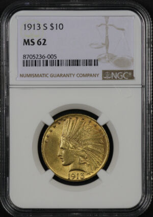 Obverse of this 1913-S Indian $10 Motto NGC MS-62