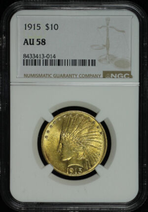 Obverse of this 1915 Indian $10 Motto NGC AU-58