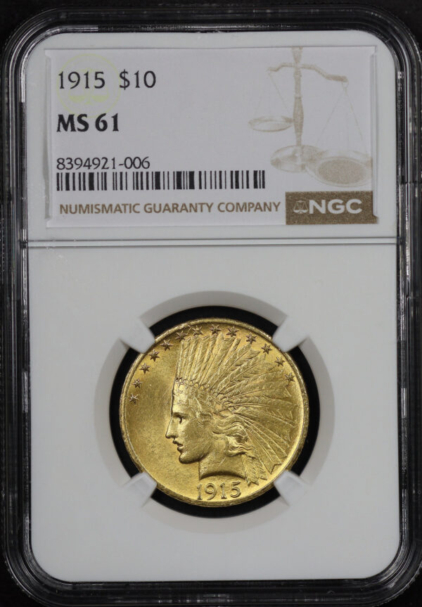 Obverse of this 1915 Indian $10 Motto NGC MS-61