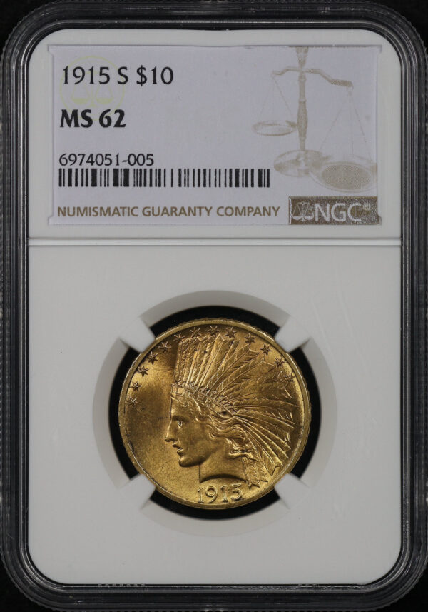 Obverse of this 1915-S Indian $10 Motto NGC MS-62