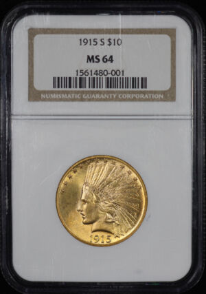 Obverse of this 1915-S Indian $10 Motto NGC MS-64