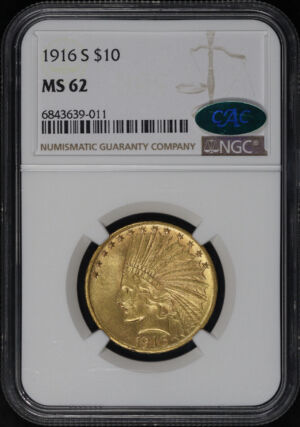 Obverse of this 1916-S Indian $10 Motto NGC MS-62 CAC