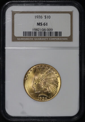Obverse of this 1926 Indian $10 Motto NGC MS-61