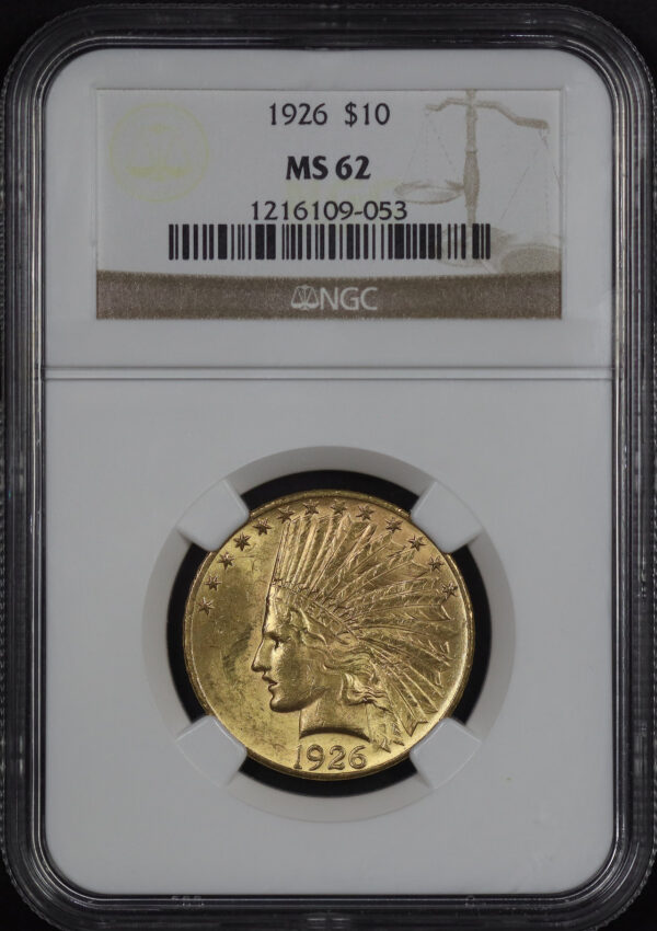 Obverse of this 1926 Indian $10 Motto NGC MS-62