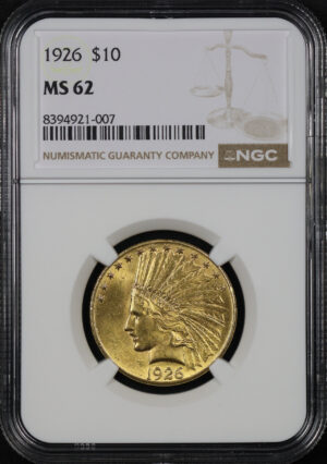 Obverse of this 1926 Indian $10 Motto NGC MS-62