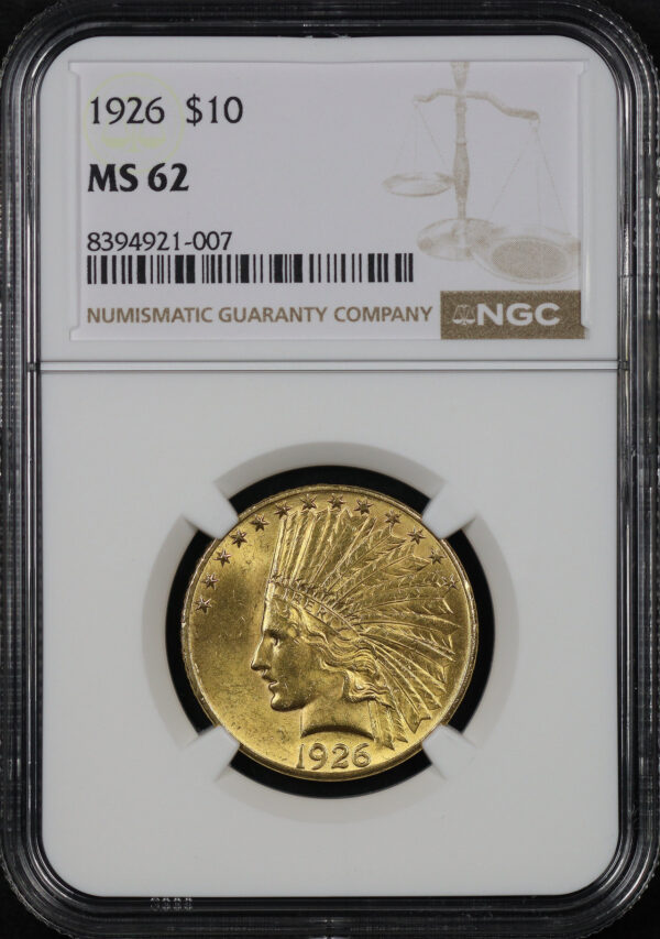 Obverse of this 1926 Indian $10 Motto NGC MS-62