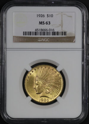 Obverse of this 1926 Indian $10 Motto NGC MS-63