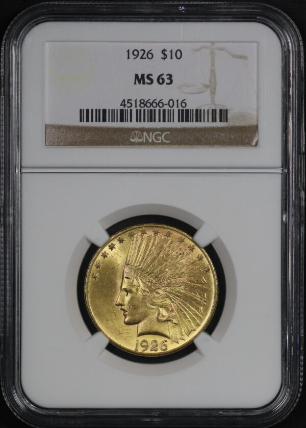 Obverse of this 1926 Indian $10 Motto NGC MS-63