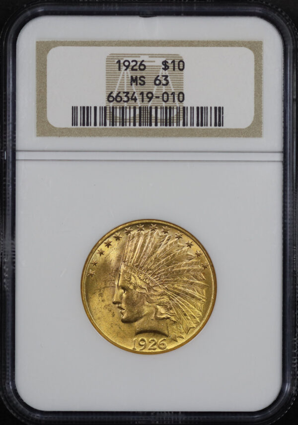 Obverse of this 1926 Indian $10 Motto NGC MS-63