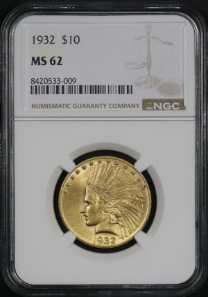 Obverse of this 1932 Indian $10 Motto NGC MS-62