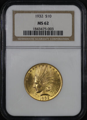 Obverse of this 1932 Indian $10 Motto NGC MS-62