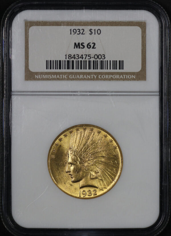 Obverse of this 1932 Indian $10 Motto NGC MS-62