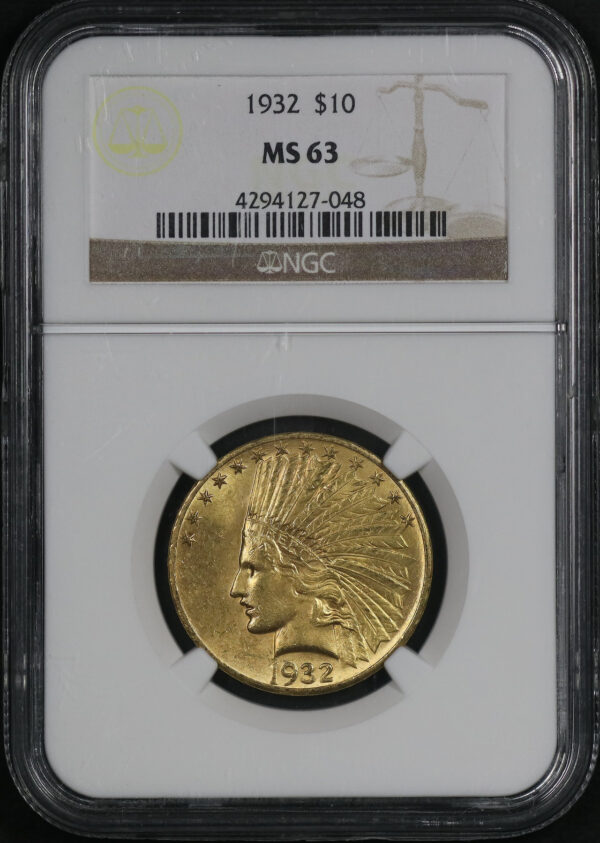 Obverse of this 1932 Indian $10 Motto NGC MS-63