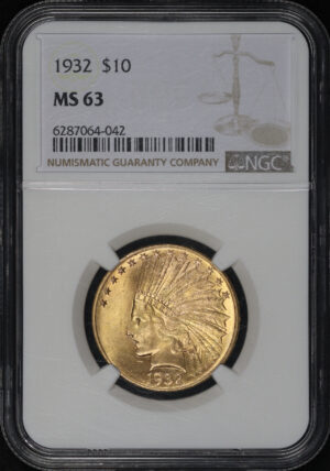 Obverse of this 1932 Indian $10 Motto NGC MS-63