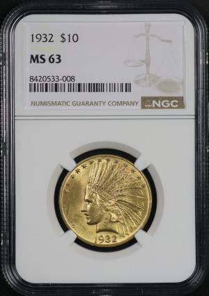 Obverse of this 1932 Indian $10 Motto NGC MS-63