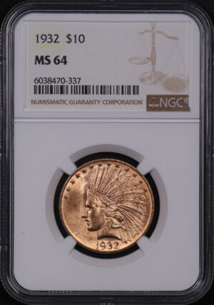Obverse of this 1932 Indian $10 Motto NGC MS-64