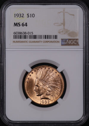 Obverse of this 1932 Indian $10 Motto NGC MS-64