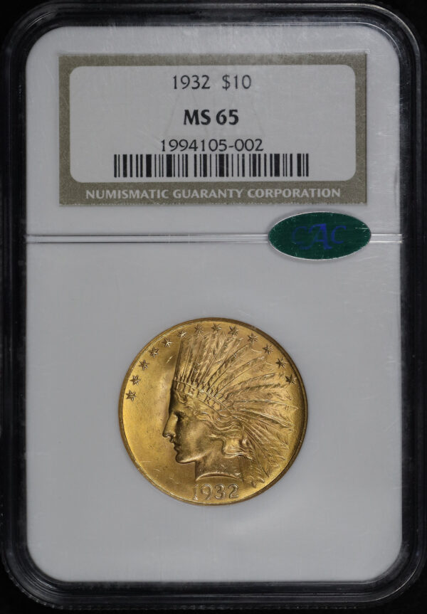 Obverse of this 1932 Indian $10 Motto NGC MS-65 CAC