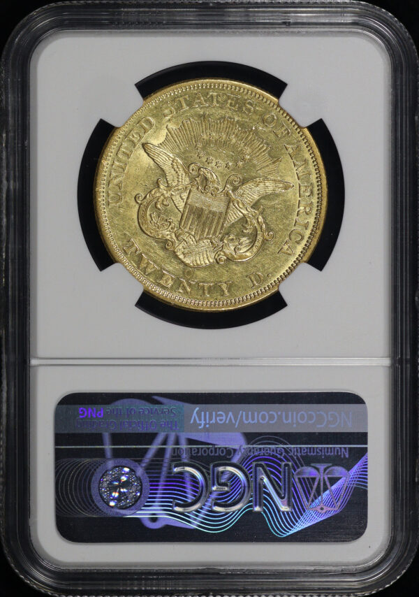 Reverse of this 1850-O Liberty Head $20 Type 1 NGC MS-60