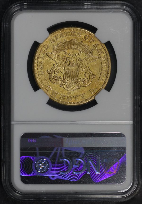 Reverse of this 1853-O Liberty Head $20 Type 1 NGC AU-55