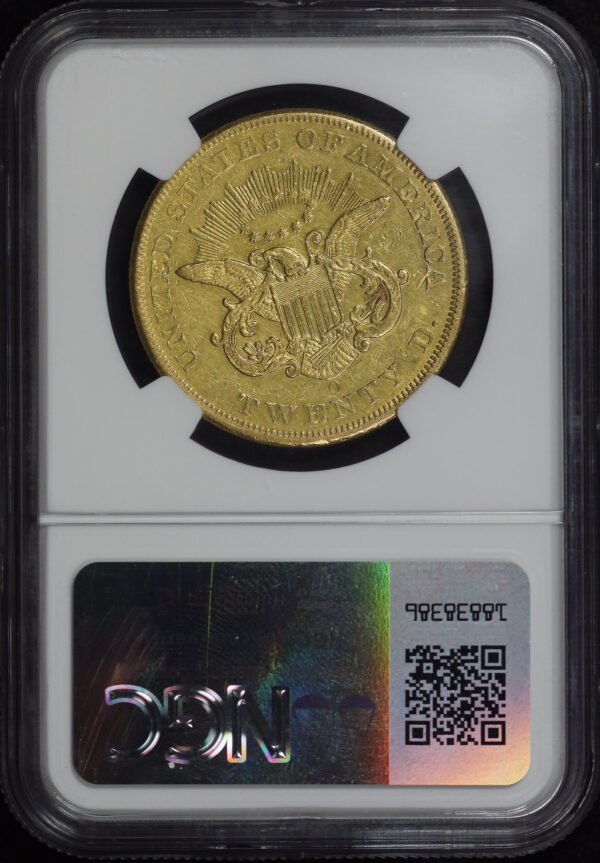 Reverse of this 1853-O Liberty Head $20 Type 1 NGC AU-55