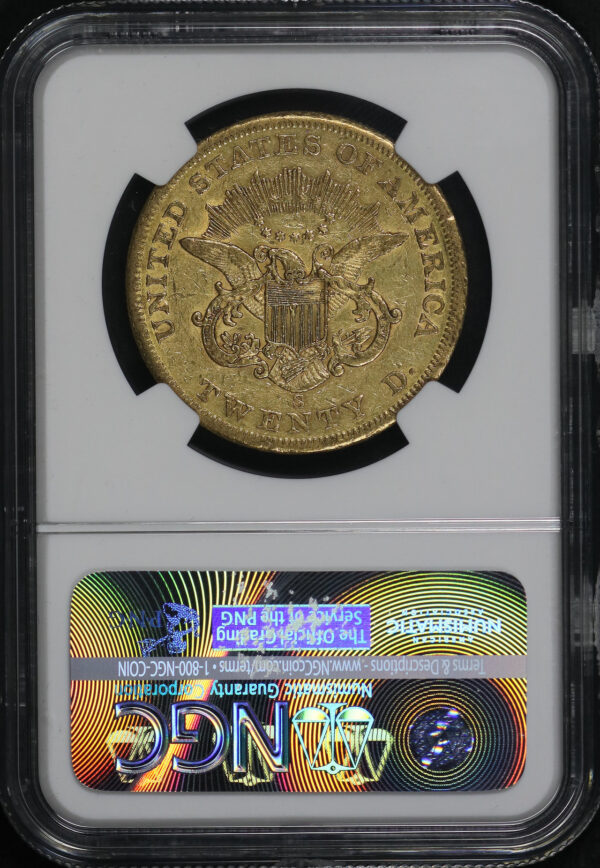 Reverse of this 1855-S Liberty Head $20 Type 1 NGC AU-50 Granite Lady Hoard