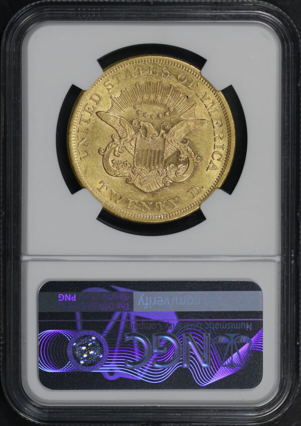 Reverse of this 1864 Liberty Head $20 Type 1 NGC AU-55