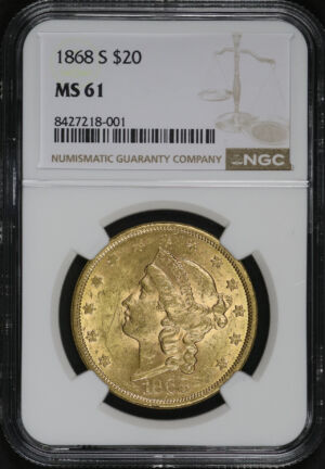 Obverse of this 1868-S Liberty Head $20 NGC MS-61