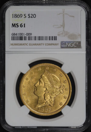 Obverse of this 1869-S Liberty Head $20 NGC MS-61