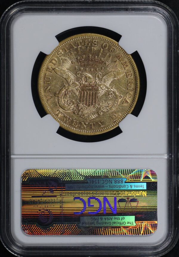 Reverse of this 1872 Liberty Head $20 NGC XF-45