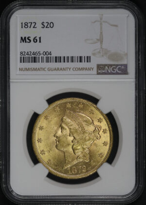 Obverse of this 1872 Liberty Head $20 NGC MS-61