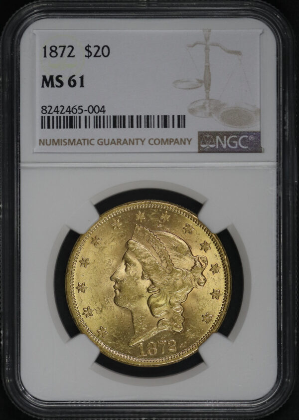 Obverse of this 1872 Liberty Head $20 NGC MS-61
