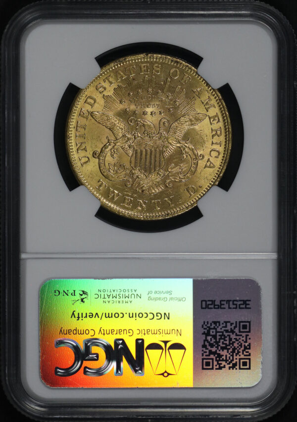 Reverse of this 1872 Liberty Head $20 NGC MS-61