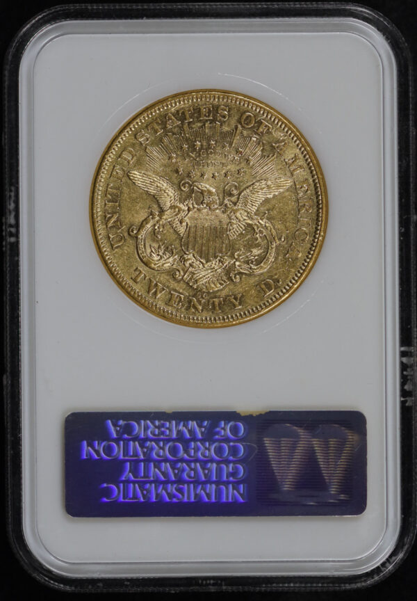 Reverse of this 1872-CC Liberty Head $20 NGC XF-45